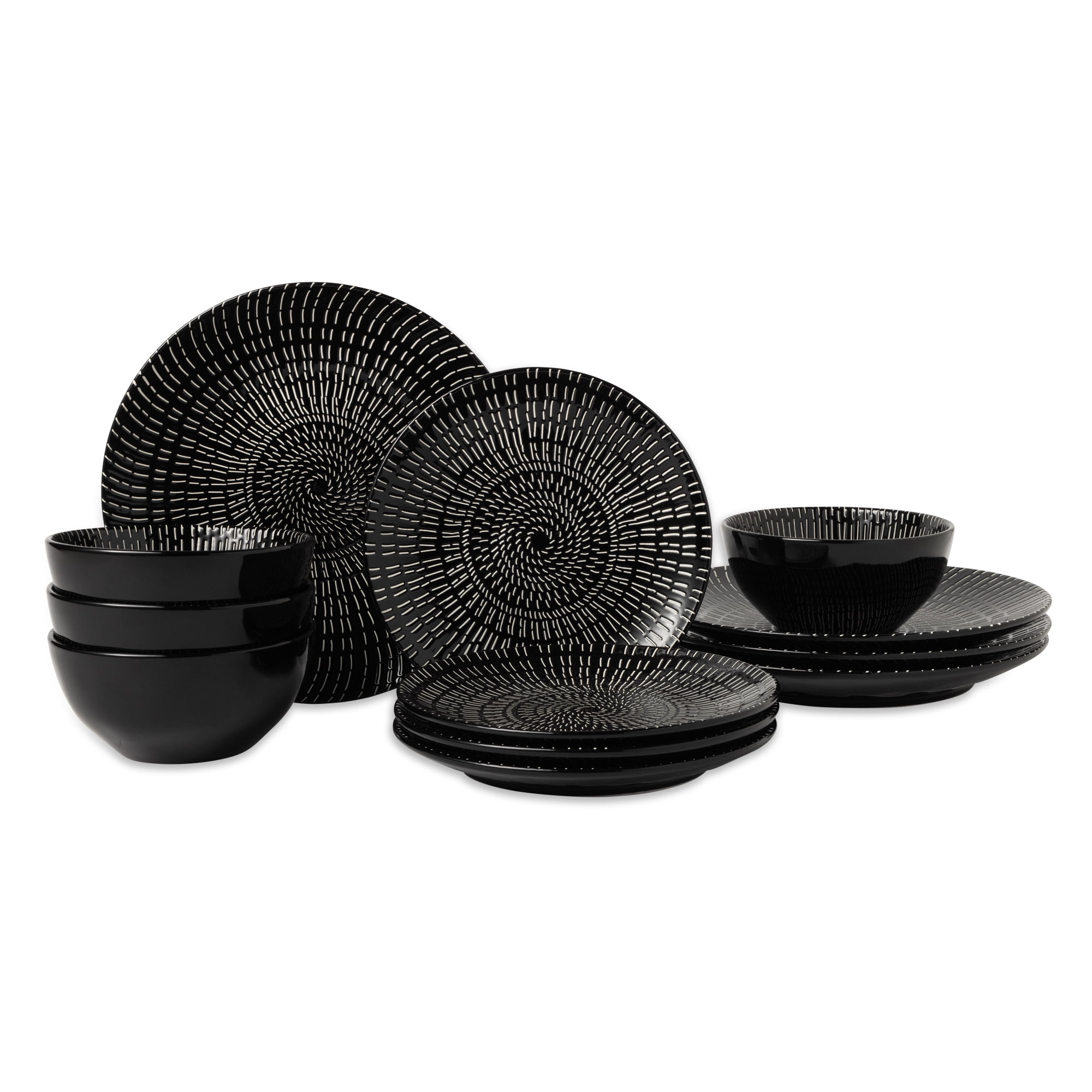 Thyme & Table Maddox 12-Piece Stoneware Dinnerware Set - Walmart.com