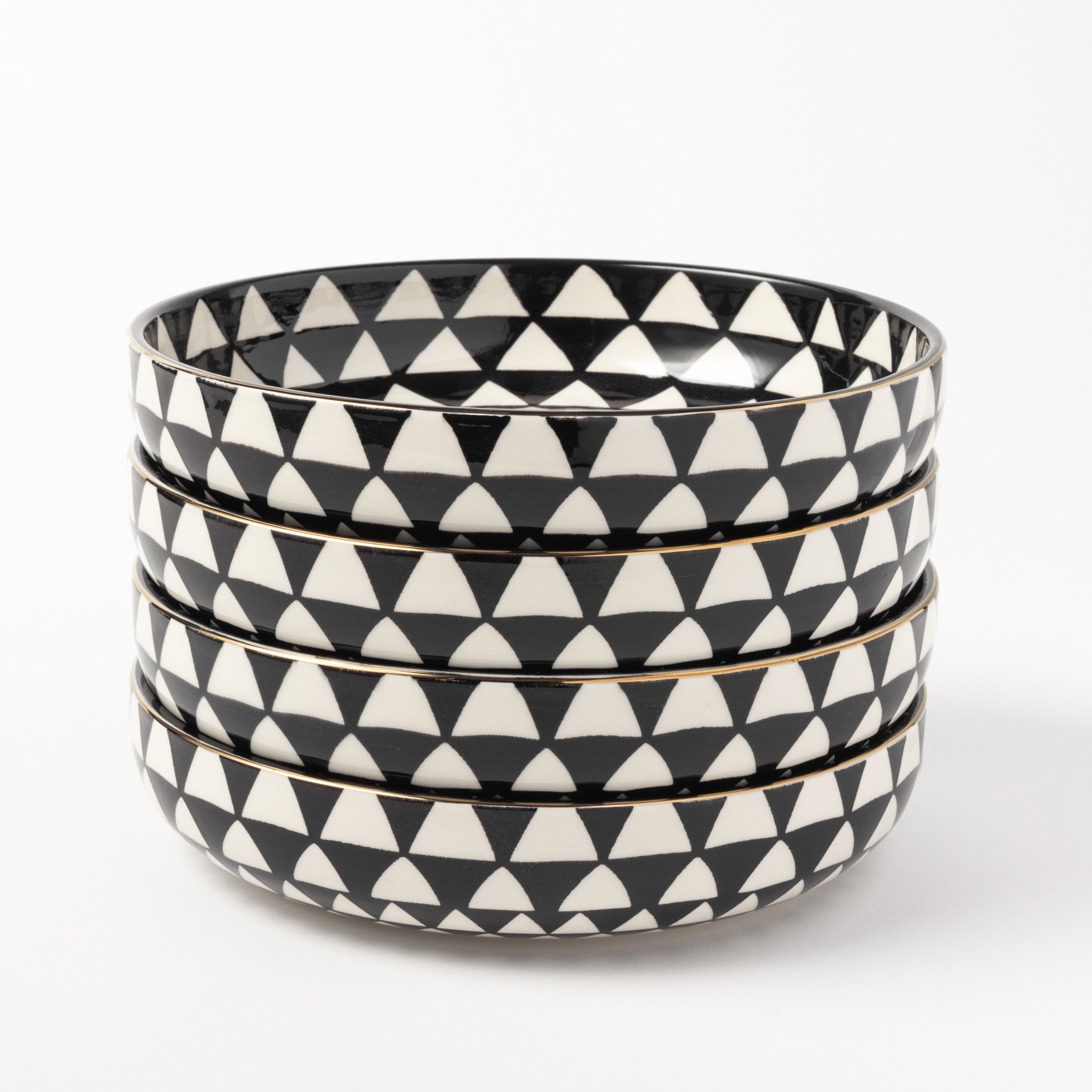 Thyme & Table Medallion Collection, 4 Pack Stoneware Low Bowls