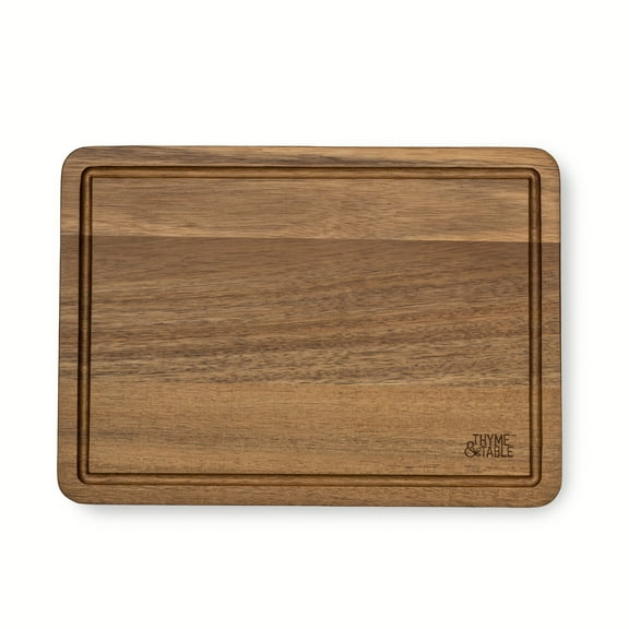 Thyme & Table Medium 10"x14" Acacia Wood Cutting Board with Triangle Shaped Anti-Slip Grips