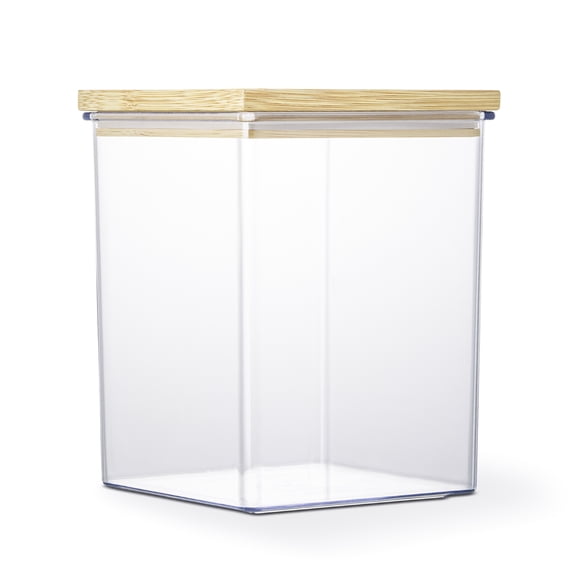 Thyme & Table Medium Pantry Food Storage Container, 9-Cup, Clear Plastic with Bamboo Lid