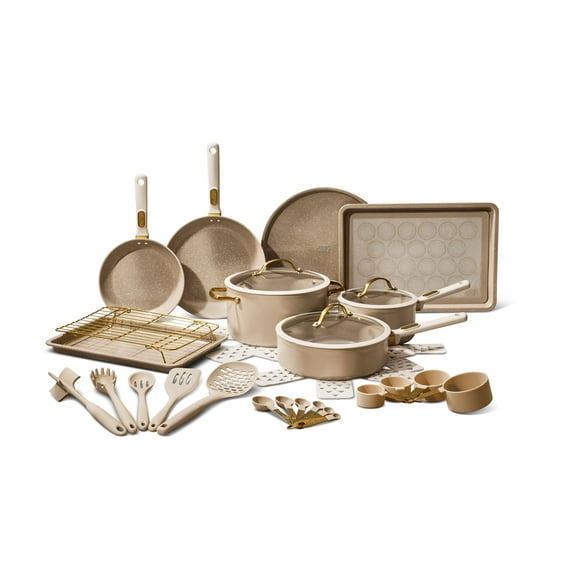 Thyme & Table 32-Piece Aluminum Cookware Set - Taupe