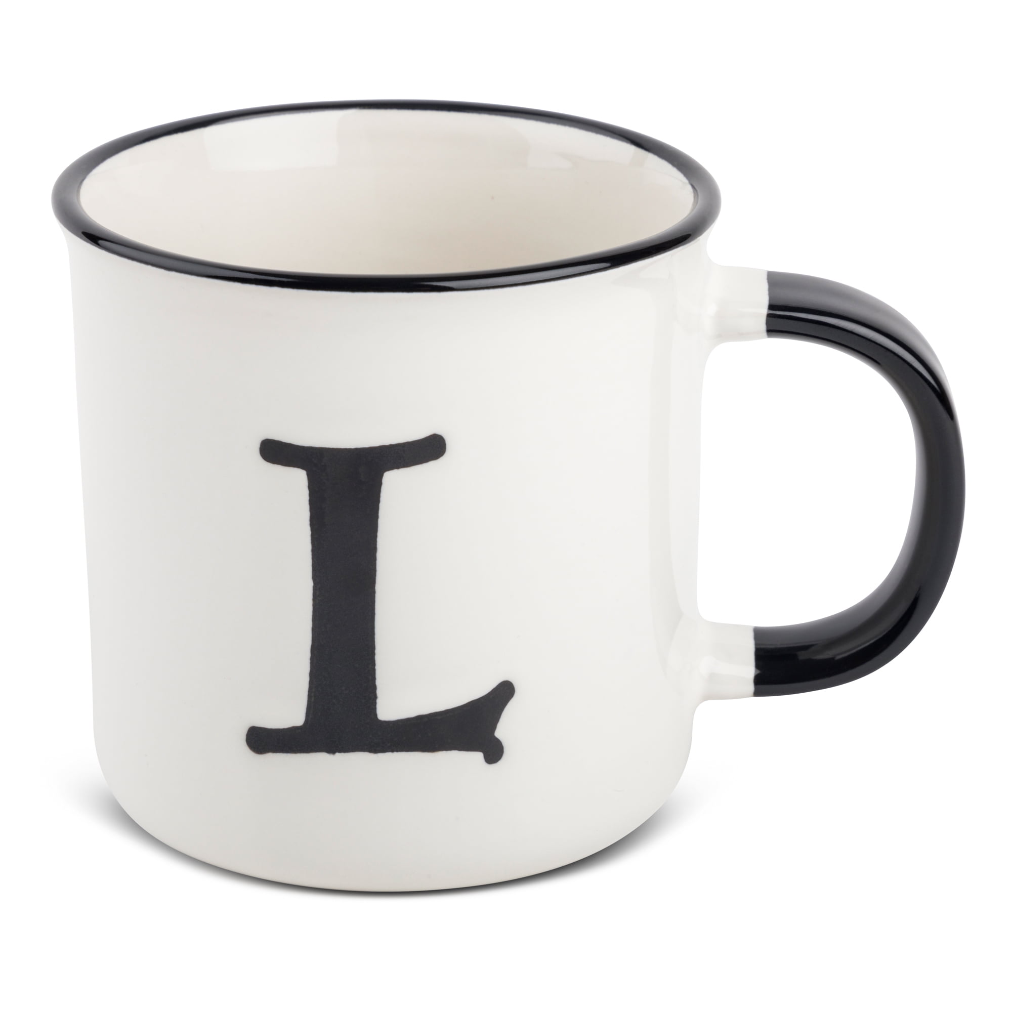 Thyme & Table Monogram L Stoneware Coffee Mug 16oz, White