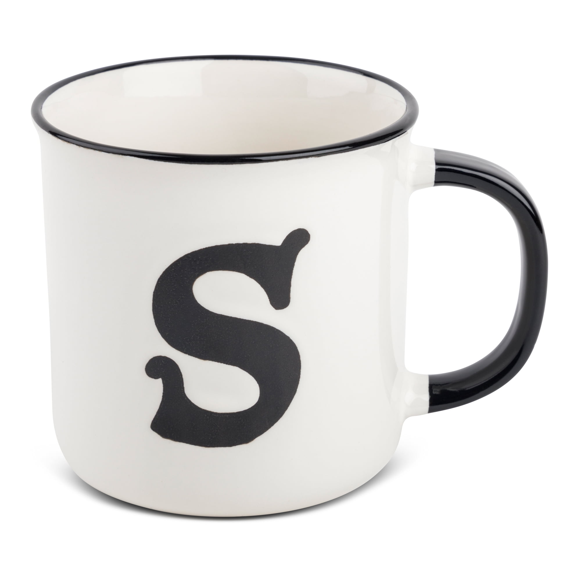 Thyme & Table Monogram S Stoneware Coffee Mug 16oz, White