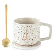 Thyme & Table 13.5 fl oz Monogram J Stoneware Mug, Coaster and Stir Set
