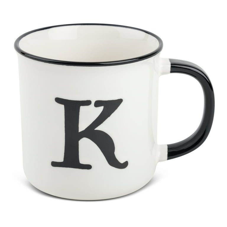 Thyme & Table Monogram K Stoneware Coffee Mug 16oz, White