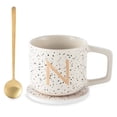 thumbnail image 1 of Thyme & Table 13.5 fl oz Monogram N Stoneware Mug, Coaster and Stir Set, 1 of 5