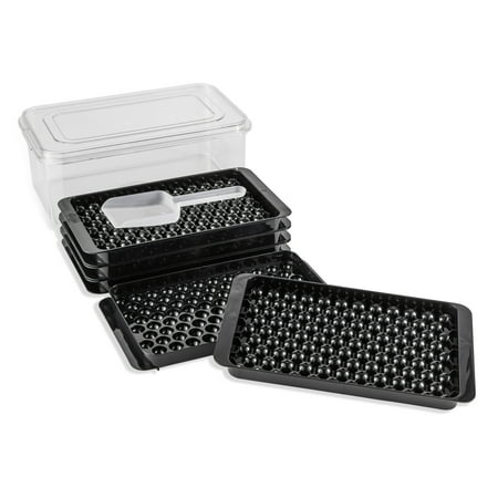 Thyme, Ice Cube Tray, & Table New Ice Tray Mold Set with Scoop, Black, convenient for portable cold storage.