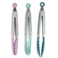 Thyme & Table NonScratch Silicone Tip Food Prep Locking Tongs, 3Piece