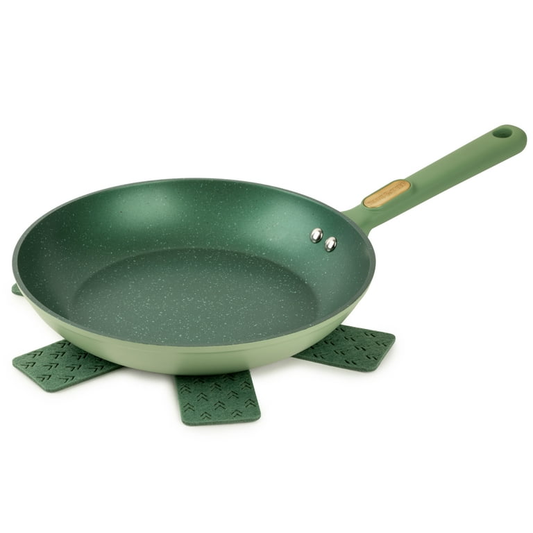 Thyme&Table Non-Stick Fry Pan with Stainless Steel Base - Green - 10 in