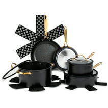 Thyme & Table Non-Stick 12-Piece Signature Cookware Set, Black & Gold
