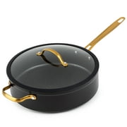 Thyme & Table Non-Stick 5 QT Signature Saute Pan with Glass Lid, Black & Gold