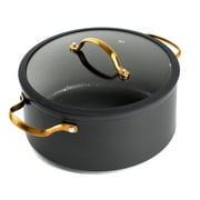 Thyme & Table Non-Stick 5 QT Signature Stock Pot with Glass Lid, Black & Gold