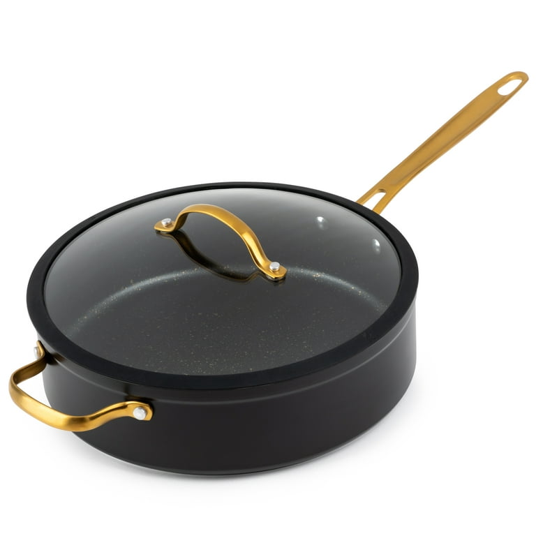 Thyme & Table 5qt Saute Nonstick Ceramic, Black and Gold Speckled