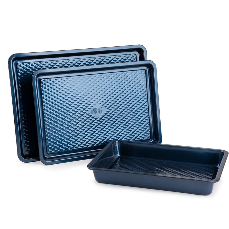 Thyme & Table Non-Stick Aluminized Steel Baking 3pc Set, Navy