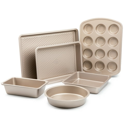 Thyme & Table 6 Piece Aluminized Steel Non-Stick Bakeware Sets with Muffin Pan, Cookie Sheet, Brownie Pan