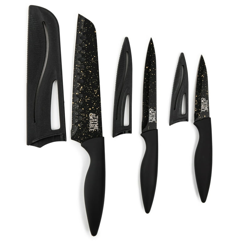 Thyme & Table Black Speckled Knife Set