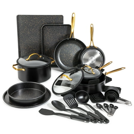 Thyme & Table Non-Stick Cookware & Bakeware, Gold, 28-Pieces Set