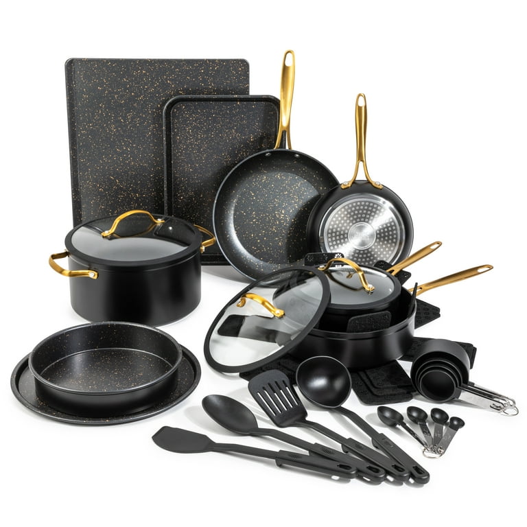 Thyme & Table Nonstick 12 Piece Cookware Set, Taupe