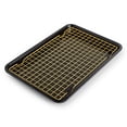 thumbnail image 1 of Thyme & Table Non-Stick Rectangle Baking Sheet with Gold Cooling Rack - Black, 1 of 12