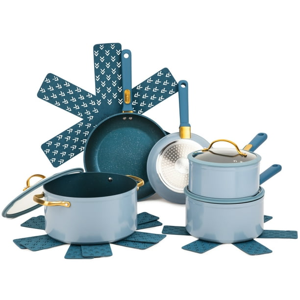 Thyme & Table Nonstick 12Piece Granite Cookware Set, Blue