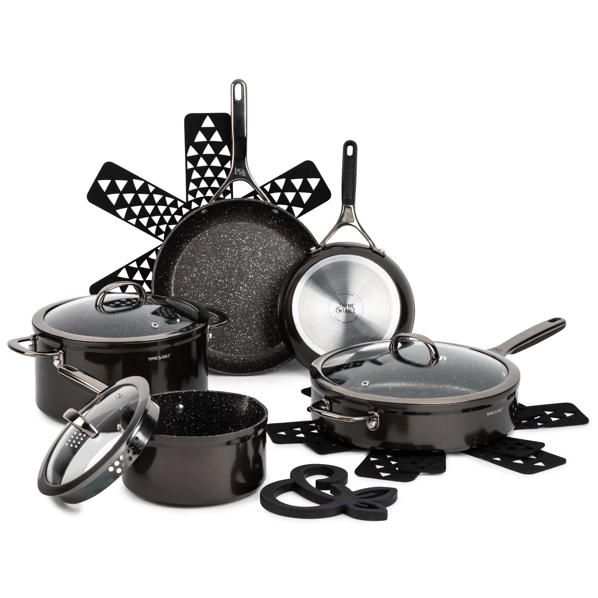 Thyme & Table Nonstick 12 Piece Supreme Cookware Set, Black