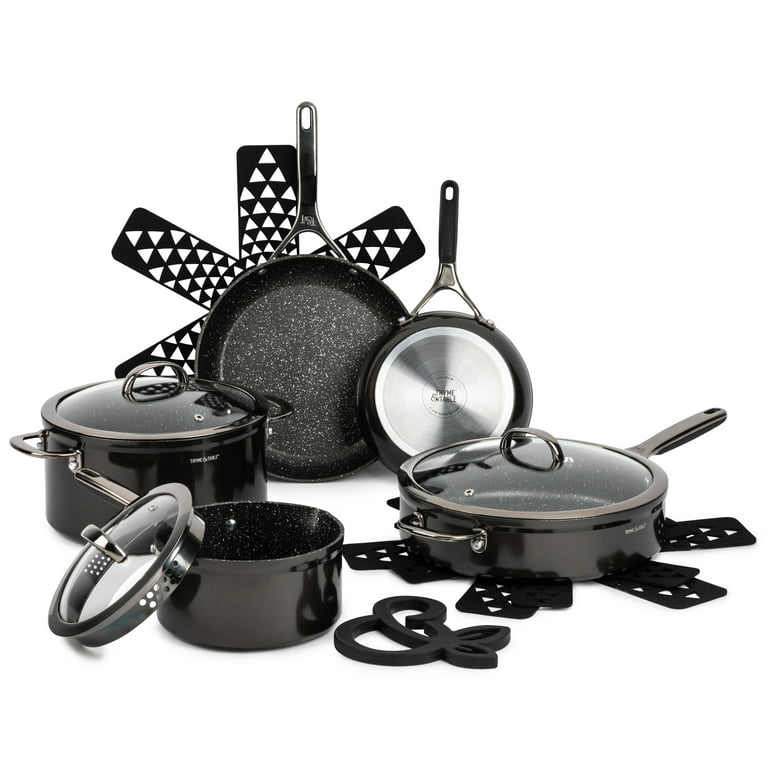 Colorful and Durable Cookware Set - Thyme & Table 12-Piece Nonstick  Cookware Set