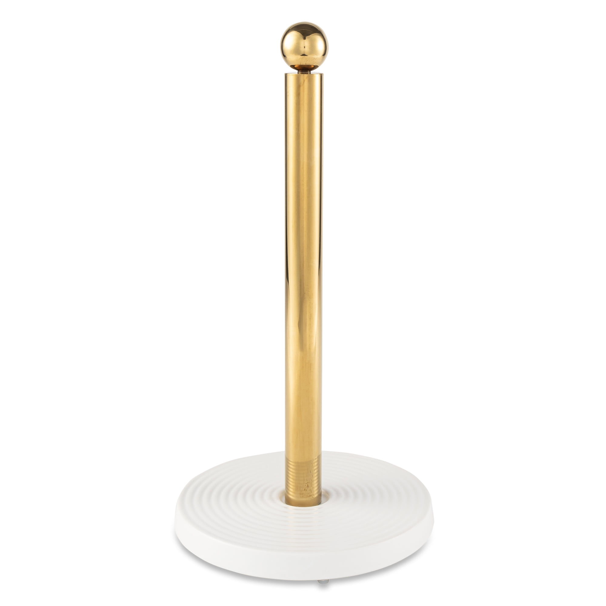 Thyme & Table Paper Towel Holder with Ribbed Ceramic Base, White and Gold - Walmart.com