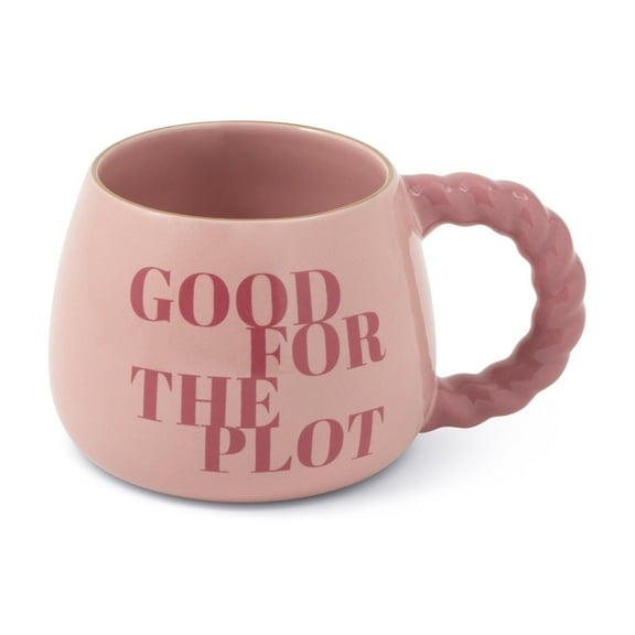 Thyme & Table 14.5 fl oz "Good for the Plot" Pink Stoneware Mug