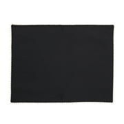 Thyme & Table Placemat, Ivory with Black Pom Pom Trim, 14 x 19"