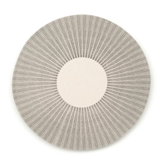 Thyme & Table Placemat, Ivory with Gray, 15" Round
