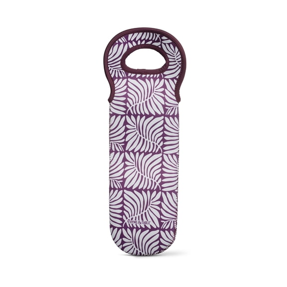 Thyme & Table Purple Palm Print Neoprene Wine Bag
