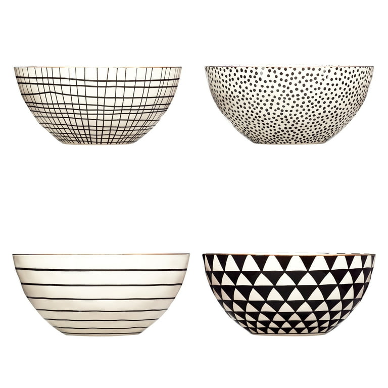 Thyme & Table Dinnerware Black & White Dot Stoneware Round Bowl -  Walmart.com