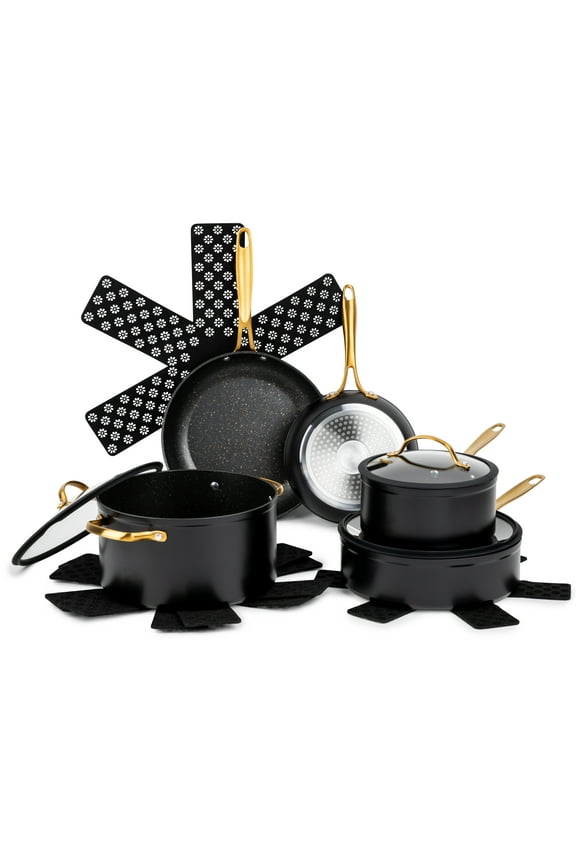 12-Piece Ceramic Non-Stick Cookware Set Signature Collection, Non-Toxic Pots and Pan Set