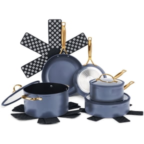 Thyme & Table 12-Piece Non-Stick Cookware Set, Signature Collection Pots and Pans Set - Blue