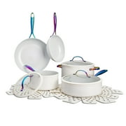 Thyme & Table 12-Piece Non-Stick Signature Cookware Set, Pots and Pans Set - Cream Rainbow