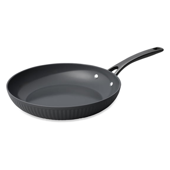 Thyme & Table Signature 10 in Ceramic Non-Stick Ribbed Fry Pan, Gray