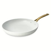 Thyme & Table 12 Non-Stick Signature Ribbed Fry Pan- White & Gold