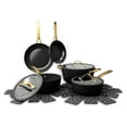 thumbnail image 1 of Thyme & Table 12-Piece Non-Stick Signature Ribbed Cookware Set, Non-Toxic Pots and Pans Set - Black & Gold, 1 of 21
