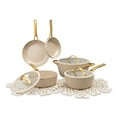 thumbnail interactive-video image 1 of Thyme & Table 12-Piece Ceramic Non-Stick Signature Ribbed Cookware Set, Non-Toxic Pots and Pans Set - Taupe, 1 of 9