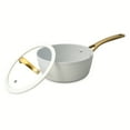 thumbnail interactive-video image 1 of Thyme & Table 2.5 QT Non-Stick Signature Ribbed Saucepan - White & Gold, 1 of 8