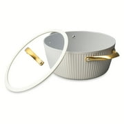 Thyme & Table 5.5 QT Non-Stick Signature Ribbed Dutch Oven - White & Gold