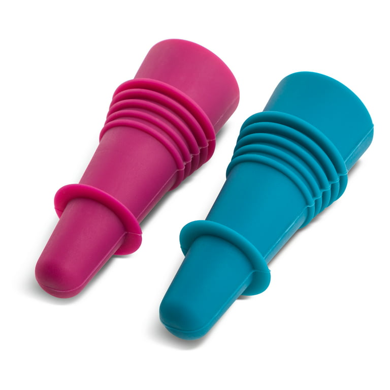 Thyme & Table Silicone Wine Stoppers 2-Pack, Pink and Blue