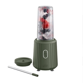Thyme & Table 900 W 25 oz Single Serve Blender with Tritan Vessel, Smart Seal Lid and Straw, 6-Point Stainless Steel Blade, Dusty Moss
