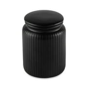 Thyme & Table Small (580mL) Ceramic Ribbed Kitchen Organization Jar, Black