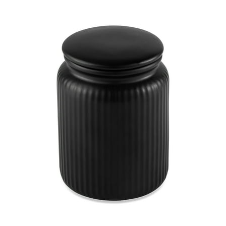 Thyme & Table Small (580mL) Ceramic Ribbed Kitchen Organization Jar, Black