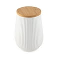 thumbnail image 1 of Thyme & Table Small (693 ml) Ceramic Ribbed Kitchen Organization Canister with Bamboo Lid, White, 1 of 6