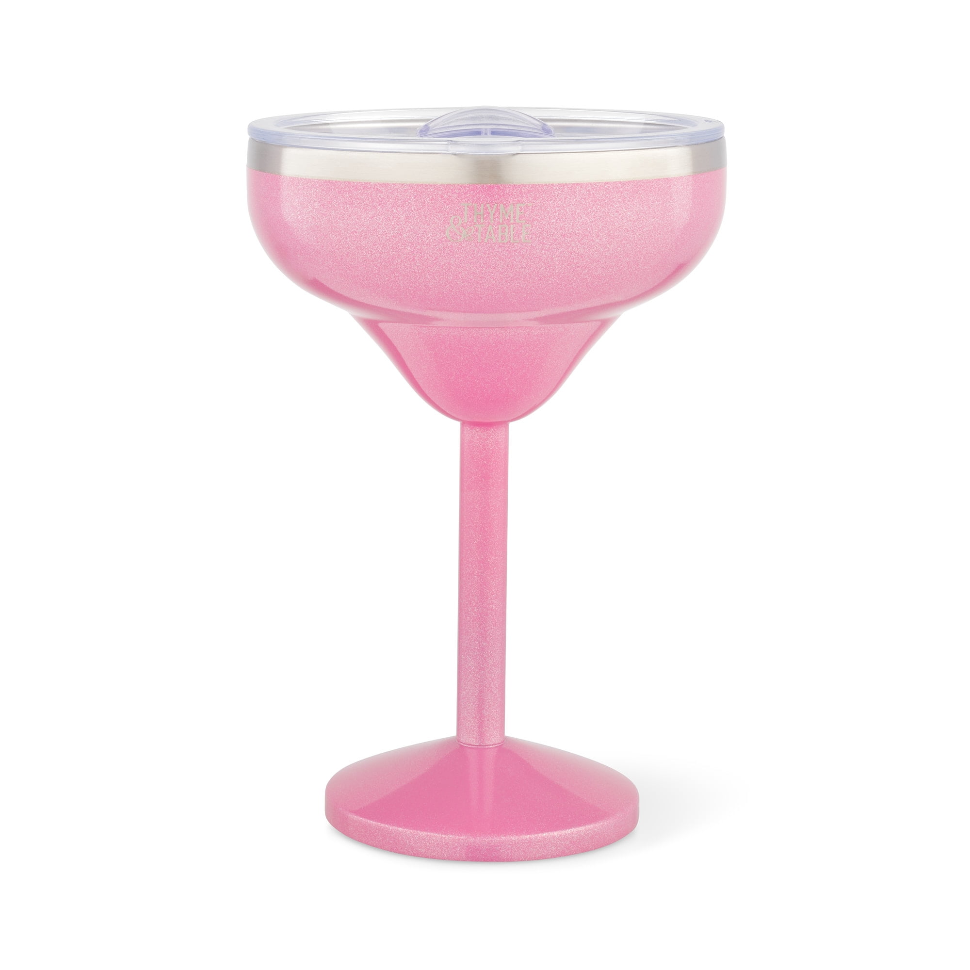 Thyme & Table 10oz Stainless Steel Margarita Tumbler with Push lid, Pink