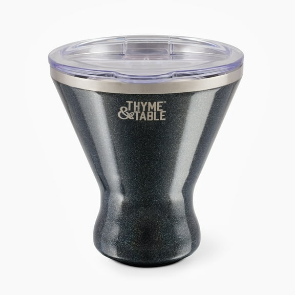 Thyme & Table 9 fl oz Stainless Steel Martini Tumbler with Push Lid, Black