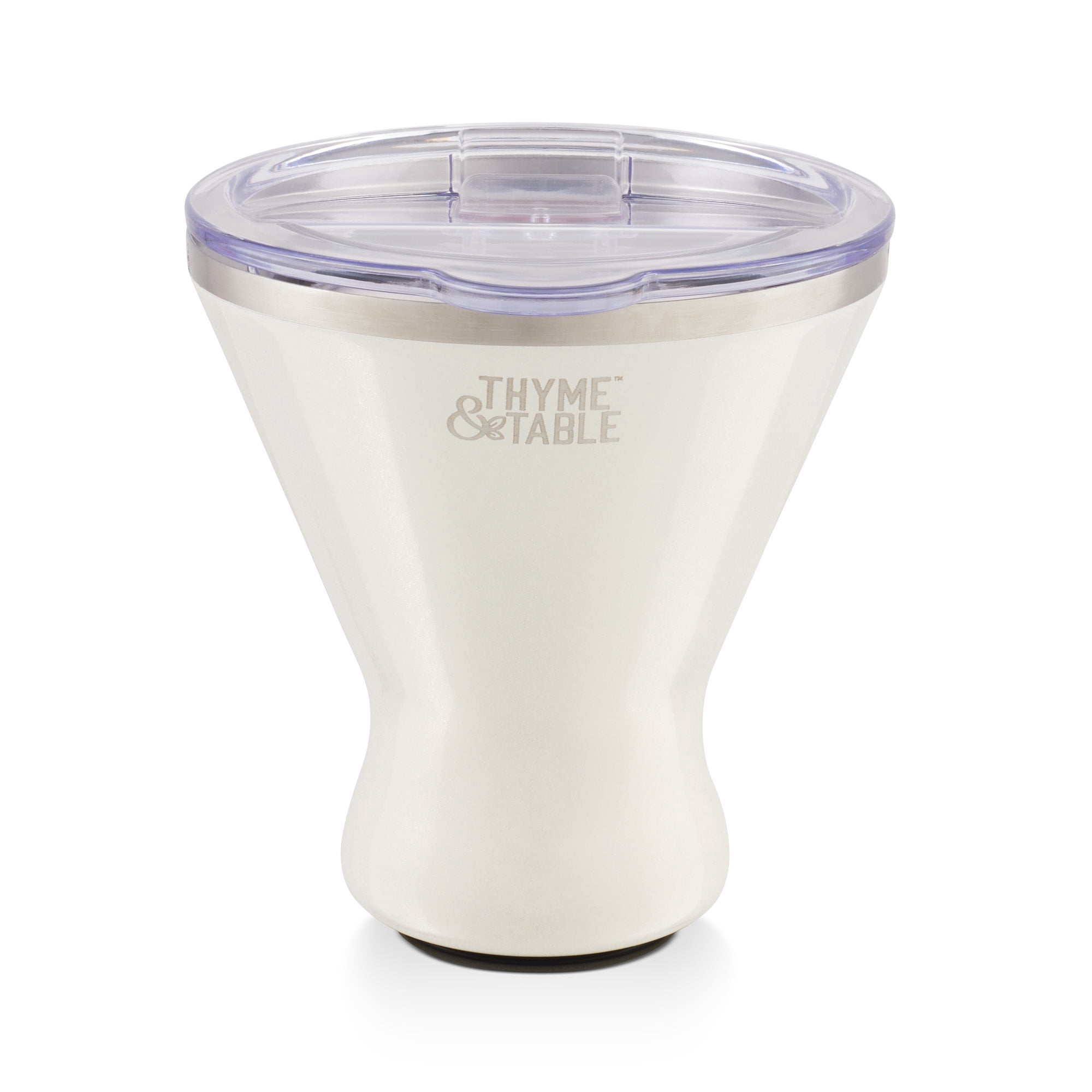 Thyme & Table 9oz Stainless Steel Martini Tumbler with Push Lid, White