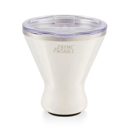 Thyme & Table 9oz Stainless Steel Martini Tumbler with Push Lid, White